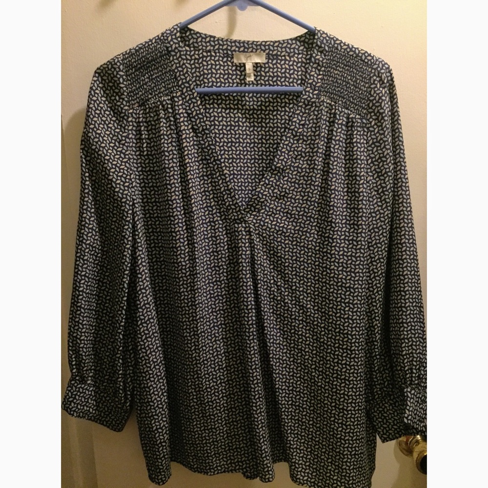 Joie silk long sleeve graphic print blouse